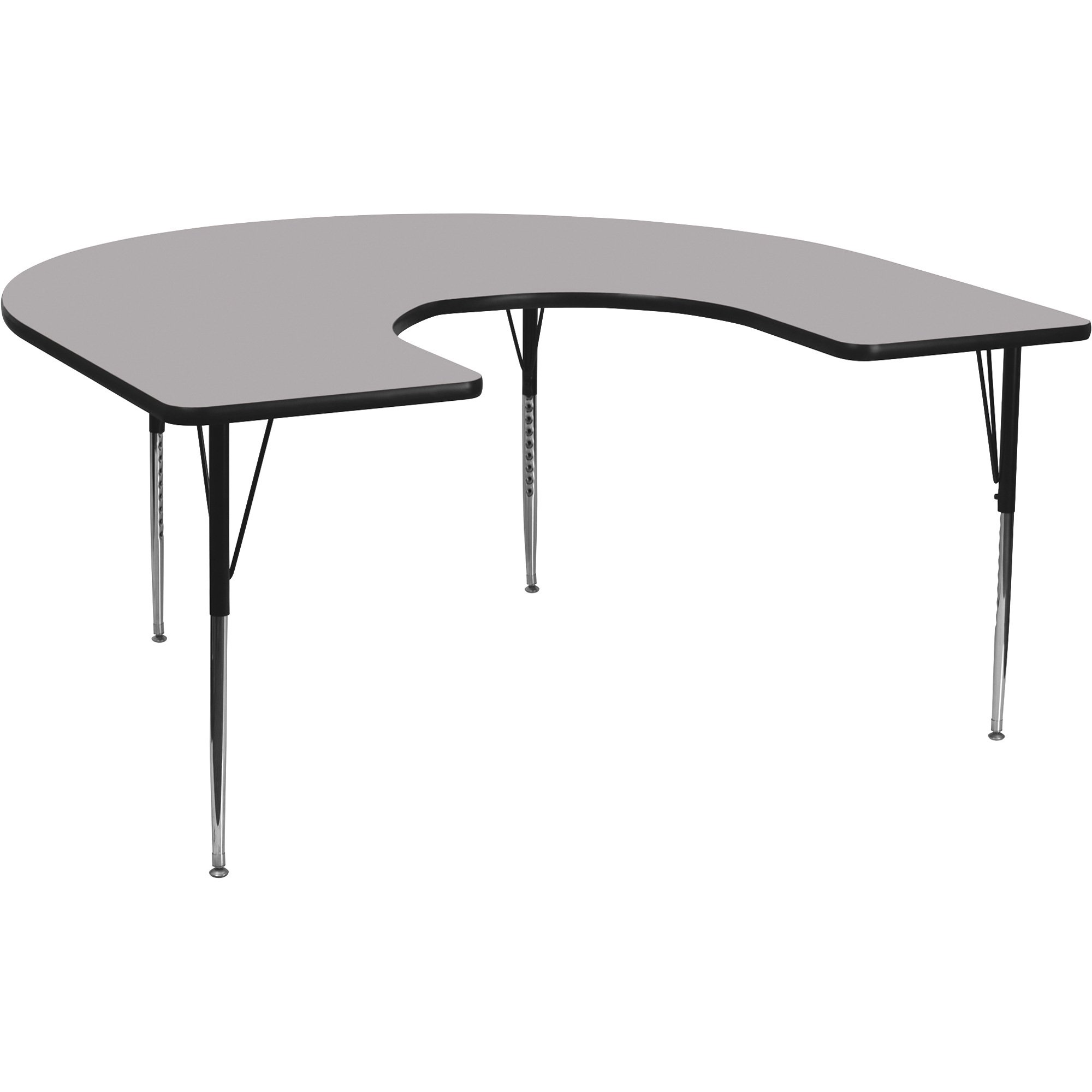 Flash Furniture Horseshoe-Shaped Activity Table — Gray, 60in.W x 66in.D x 21 1/8in.–30 1/8in.H, Model# XUA6066HRSEGYTA